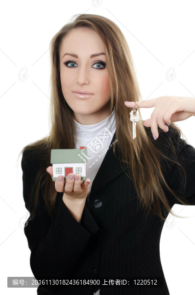 商業(yè)婦女與小模型的房子
