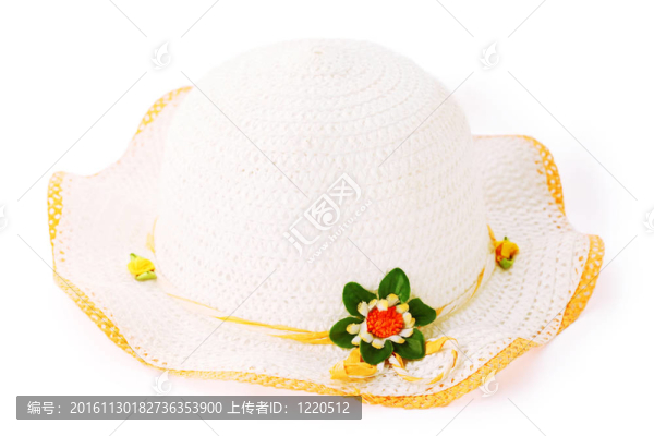 白柳條少女的帽子和橙色的裝飾和裝飾花
