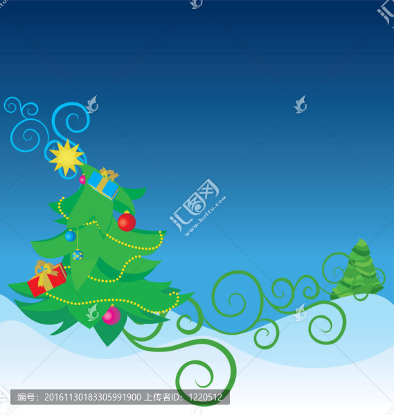 彩色圣誕樹插畫