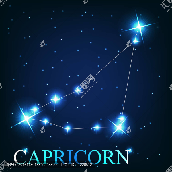星空背景下美麗星星的摩羯座星座