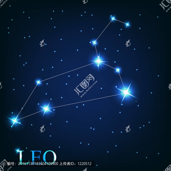 星空背景下美麗星星的獅子星座
