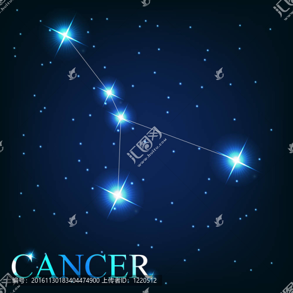 宇宙天空背景下美麗的亮星巨蟹星座的