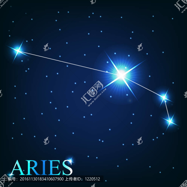 星空背景下美麗的亮星白羊座星座的