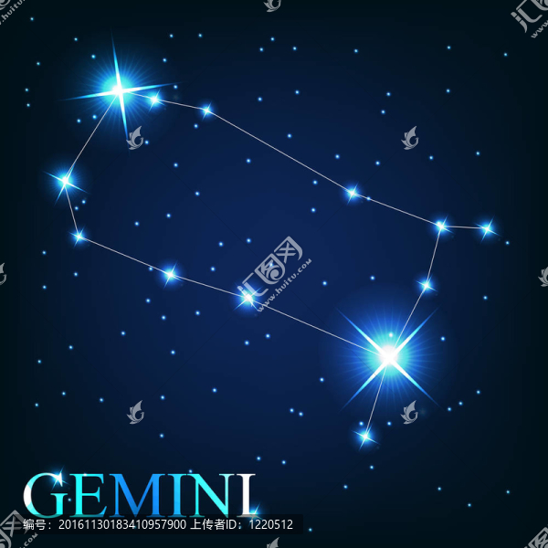 星空背景下美麗星星的雙子座星座