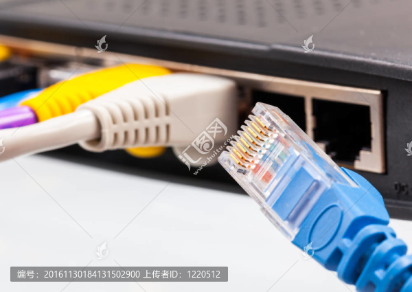 路由器中多種顏色的貓5電纜