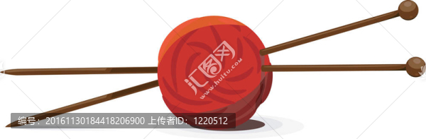 羊毛球和針織針圖