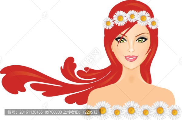 紅頭發(fā)和菊花冠的女人