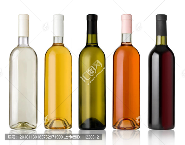 白葡萄酒；玫瑰；紅酒瓶。