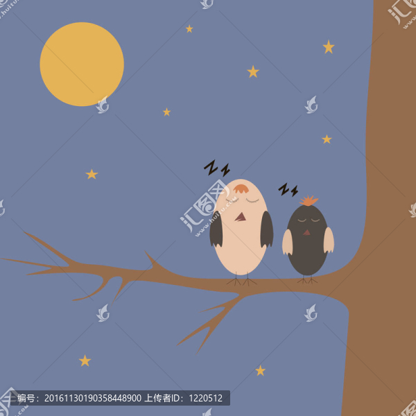 樹上的卡通麻雀