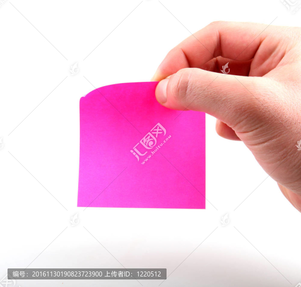 白色背景上的手和便條紙