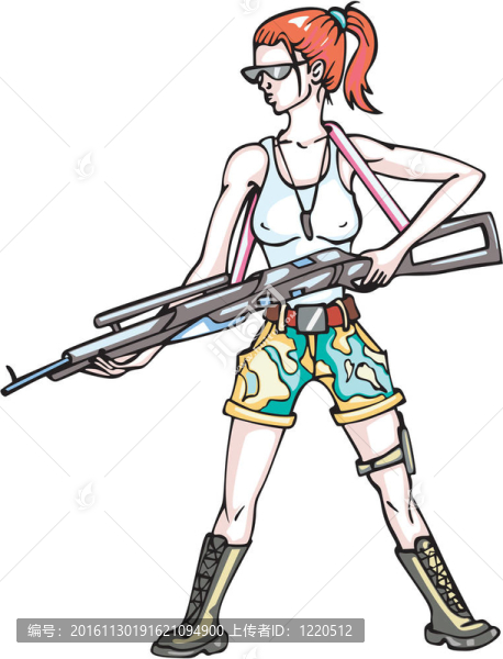 帶槍的危險的武裝女孩