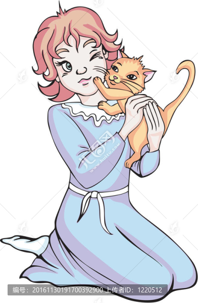 漂亮的女孩和小貓