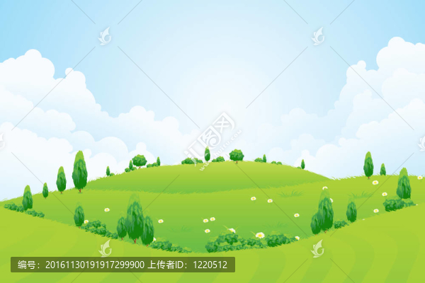 綠色背景與花草樹木和Hills