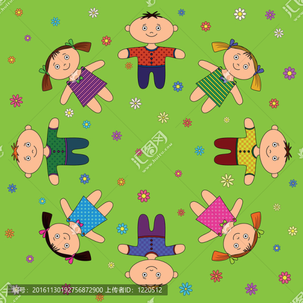 孩子們在草地上放松