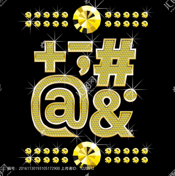 金色的金屬鉆石字母和數字的大和小