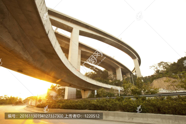 香港公路和高速公路的日落