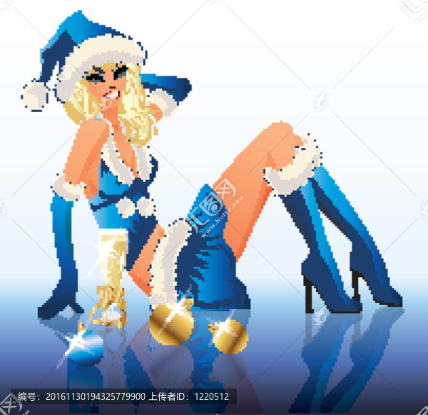 Sexy,Santa女孩與香檳