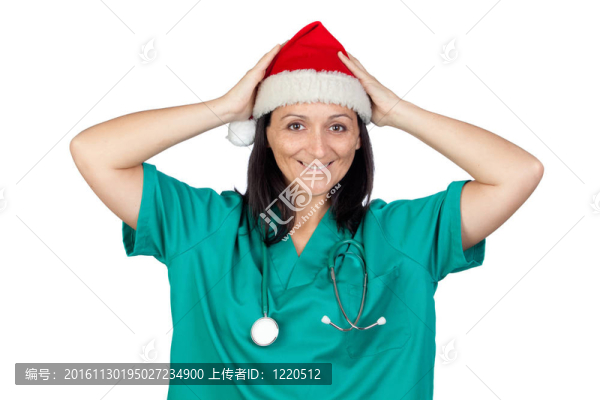 帶圣誕帽的女醫(yī)生