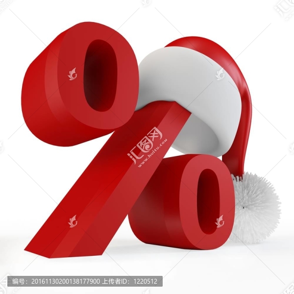 帶有百分比符號的3D紅帽子