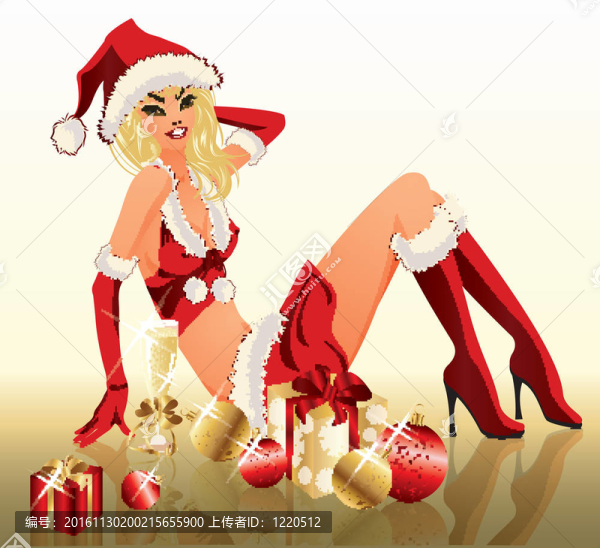 Sexy,Santa女孩；向量
