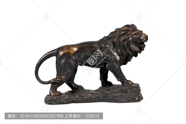 舊貨獅子雕像白色背景家居裝飾