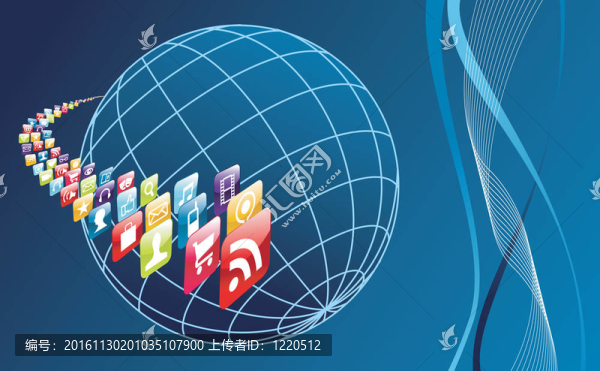 全球手機應(yīng)用程序圖標(biāo)周圍的世界