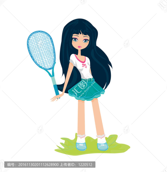 帶網(wǎng)球拍的年輕女孩