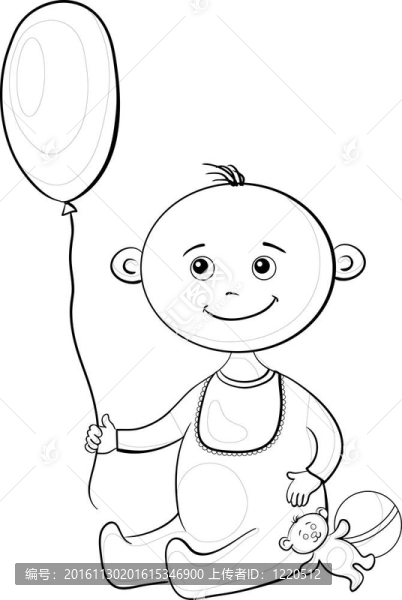 帶有玩具的嬰兒；輪廓