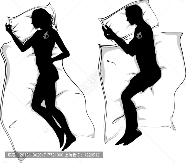 女人和男人的身影躺在