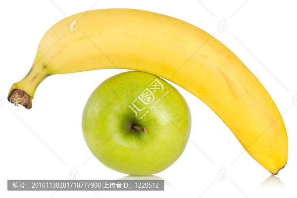 青蘋果和黃色香蕉