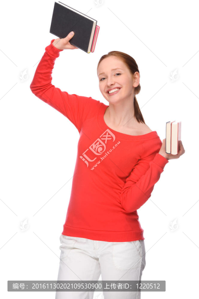 帶書的年輕女人