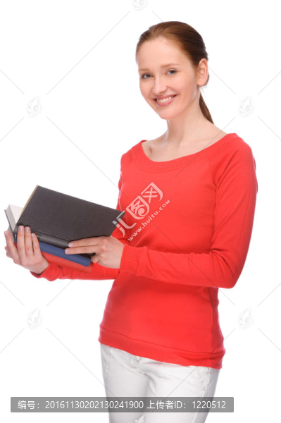 帶書的年輕女人