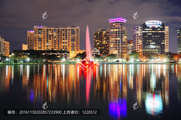 奧蘭多市中心的黃昏