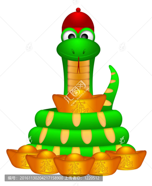 可愛(ài)的中國(guó)新年蛇金錢(qián)