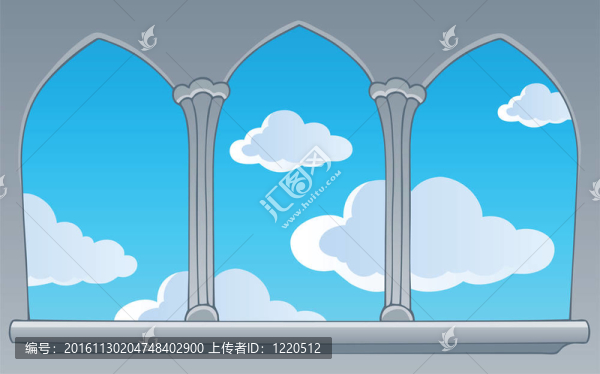 藍(lán)色天空的城堡窗口