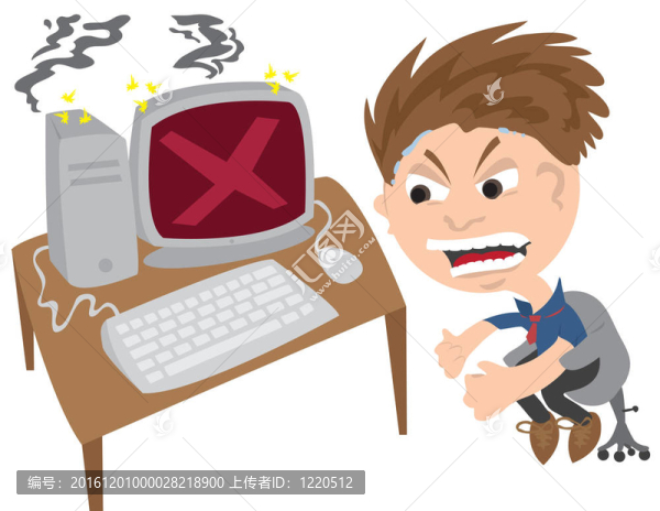 男子在電腦上生氣