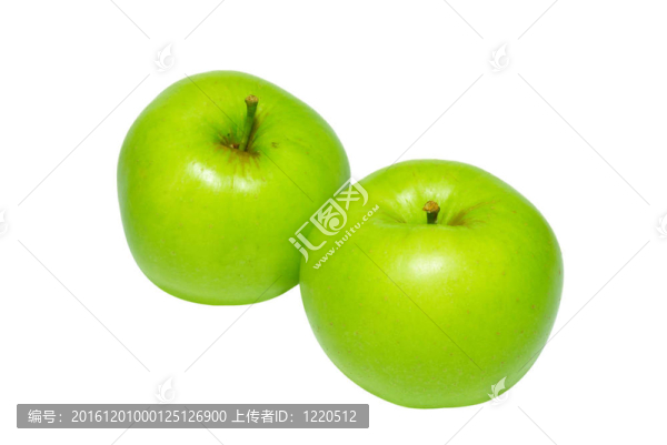 兩個白色的綠色蘋果。