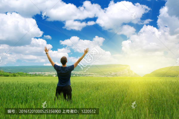 綠色草地的人