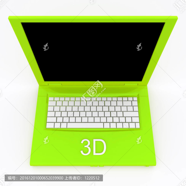 帶字3D的筆記本電腦