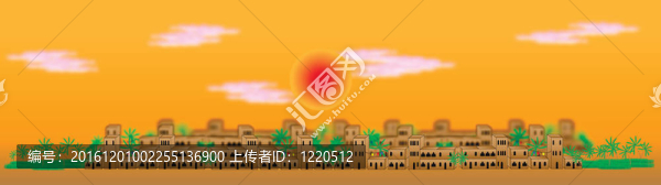 日落時的阿拉伯大城市全景