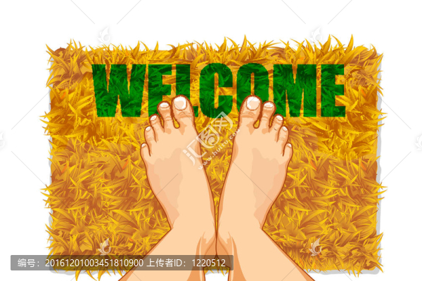 腳在門墊上