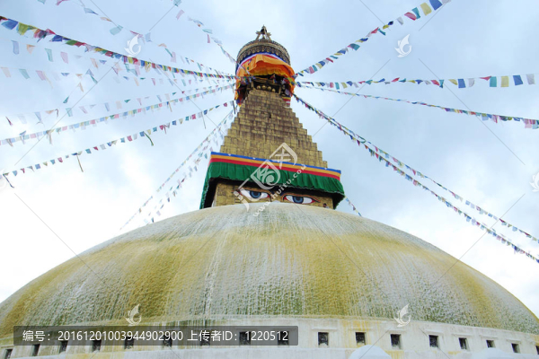 Boudhanath,Stupa和加德滿都的經(jīng)幡；尼泊爾