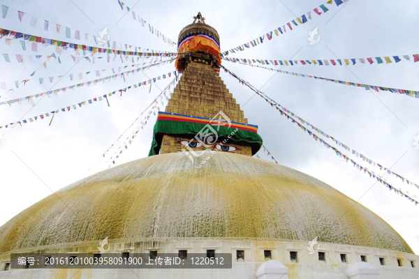 Boudhanath,Stupa和加德滿都的經(jīng)幡；尼泊爾
