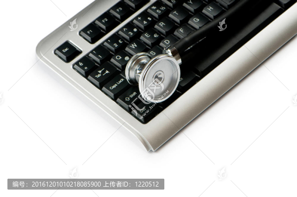 聽(tīng)診器和鍵盤(pán)說(shuō)明概念的數(shù)字安全
