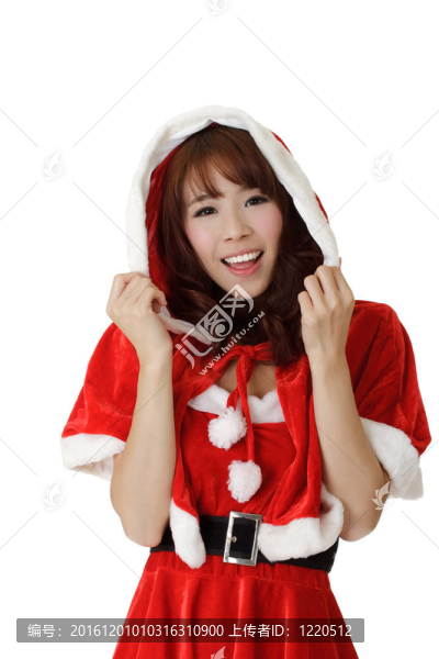 亞洲快樂圣誕女孩