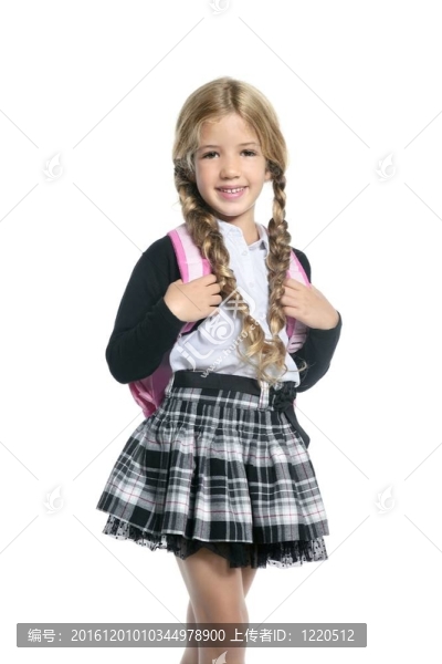 小金發(fā)女孩與背包人像白色