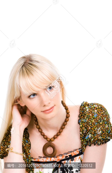人；女人；女人；看；畫像；白；美