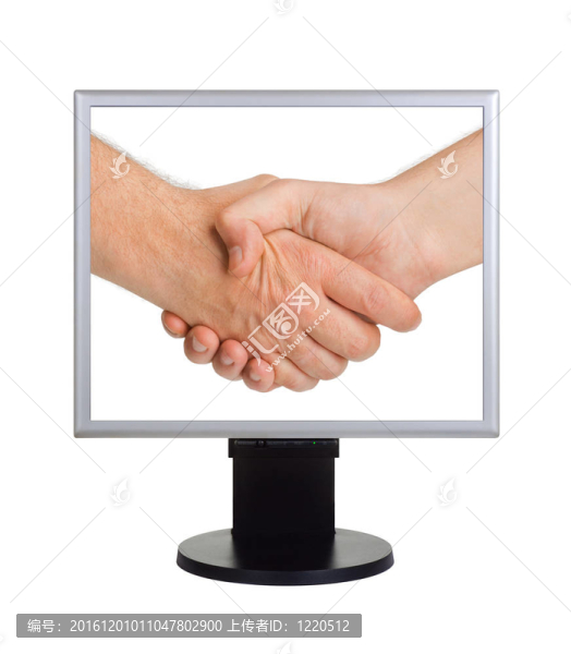 電腦屏幕上的握手