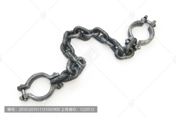 白色背景上的金屬鐐銬