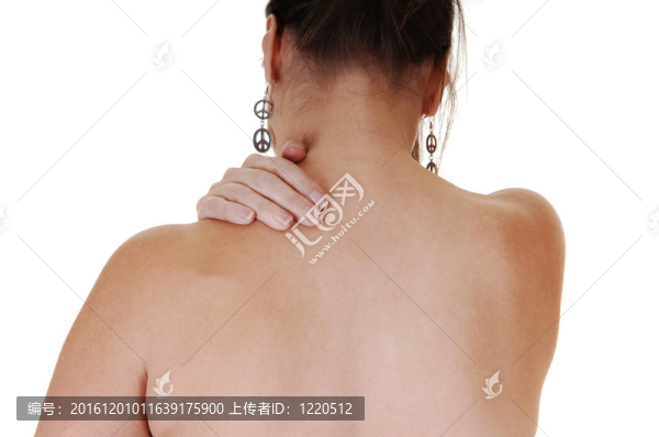 頸部疼痛的女孩。